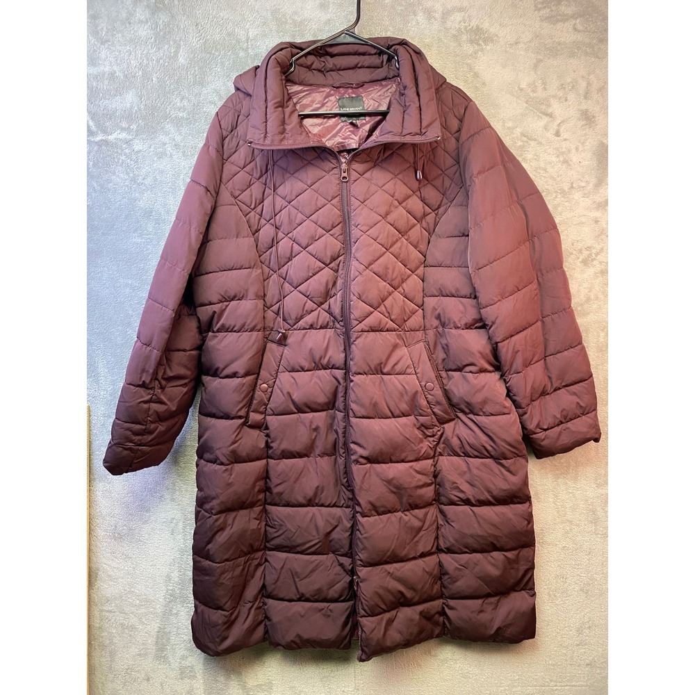 Lane Bryant Burgundy Quilted Hooded‎ Puffer Coat Jacket Plus Size 18/20 Longline